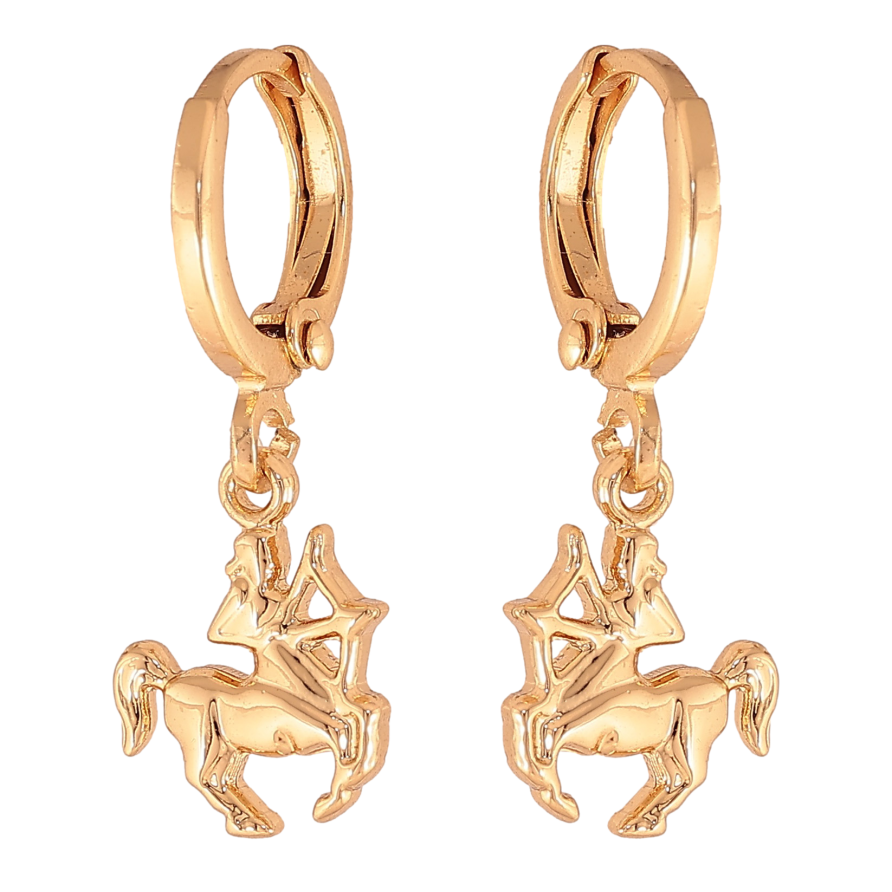 Серьги Xuping цвет Позолота 18К подвески на колечках "Знак Зодиака Стрелец" фото №1