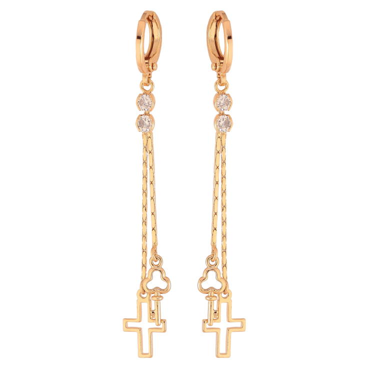 Серьги Xuping цвет Позолота 18К подвески на колечках "Крестики" фото №10 Серьги Xuping цвет Позолота 18К подвески на колечках "Крестики" фото №10