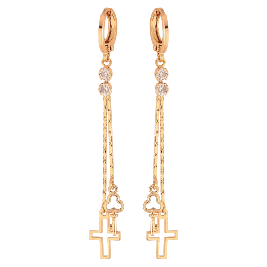 Серьги Xuping цвет Позолота 18К подвески на колечках "Крестики" фото №1 Серьги Xuping цвет Позолота 18К подвески на колечках "Крестики" фото №1