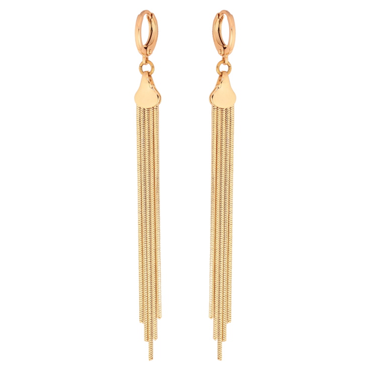 Серьги Xuping цвет Позолота 18К подвески на колечках "Пять цепочек" фото №8 Серьги Xuping цвет Позолота 18К подвески на колечках "Пять цепочек" фото №8