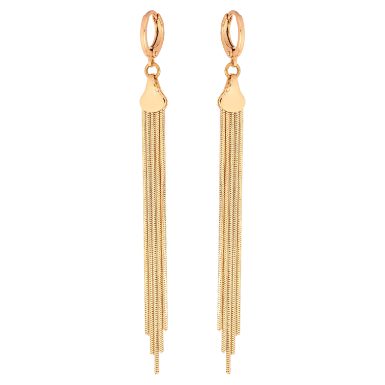 Серьги Xuping цвет Позолота 18К подвески на колечках "Пять цепочек" фото №1