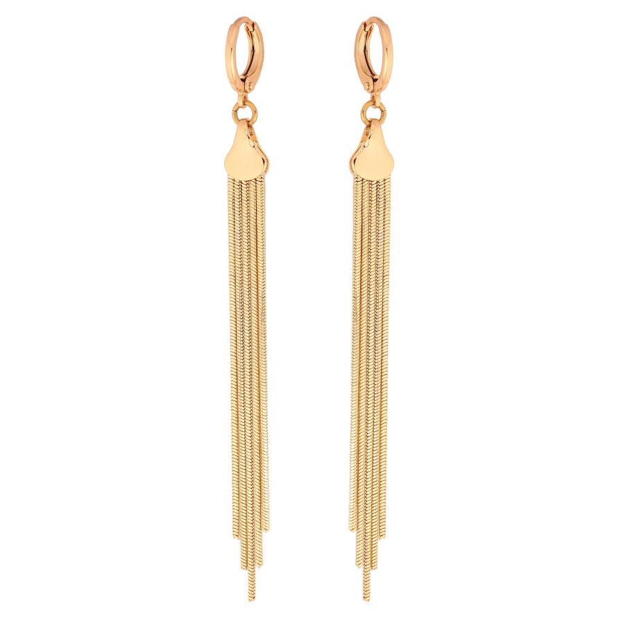 Серьги Xuping цвет Позолота 18К подвески на колечках "Пять цепочек" фото №1