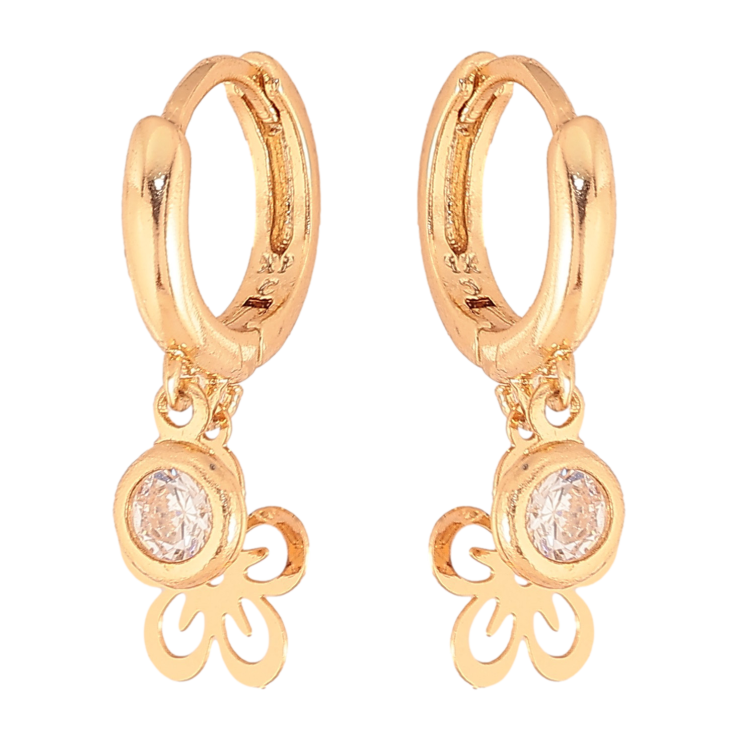 Серьги Xuping цвет Позолота 18К подвески на колечках "Цветочки с кристаллами" фото №5 Серьги Xuping цвет Позолота 18К подвески на колечках "Цветочки с кристаллами" фото №5