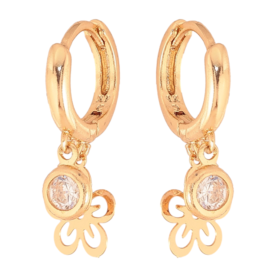 Серьги Xuping цвет Позолота 18К подвески на колечках "Цветочки с кристаллами" фото №1 Серьги Xuping цвет Позолота 18К подвески на колечках "Цветочки с кристаллами" фото №1