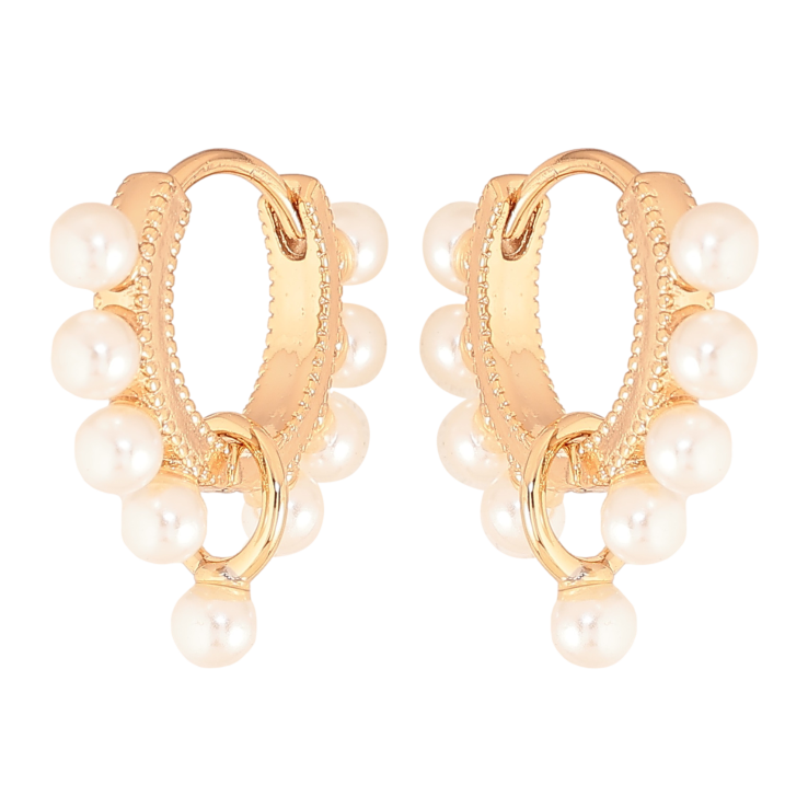 Сережки Xuping колір Позолота 18К підвіски на колечках "Візерунок з перлинами" фото №11 Сережки Xuping колір Позолота 18К підвіски на колечках "Візерунок з перлинами" фото №11