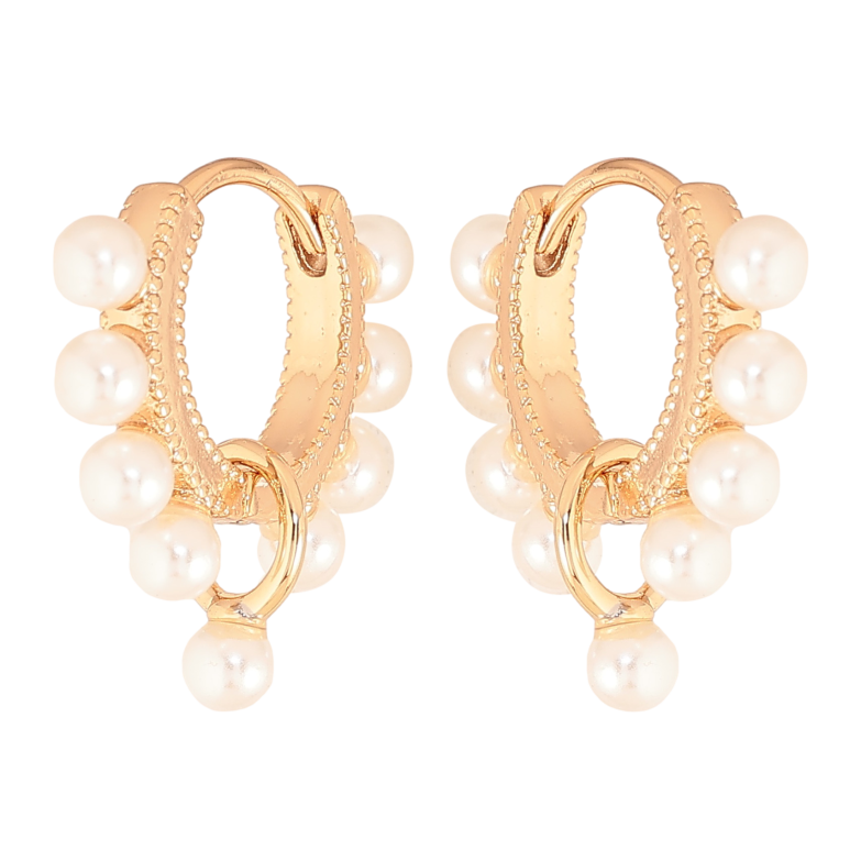 Сережки Xuping колір Позолота 18К підвіски на колечках "Візерунок з перлинами" фото №5