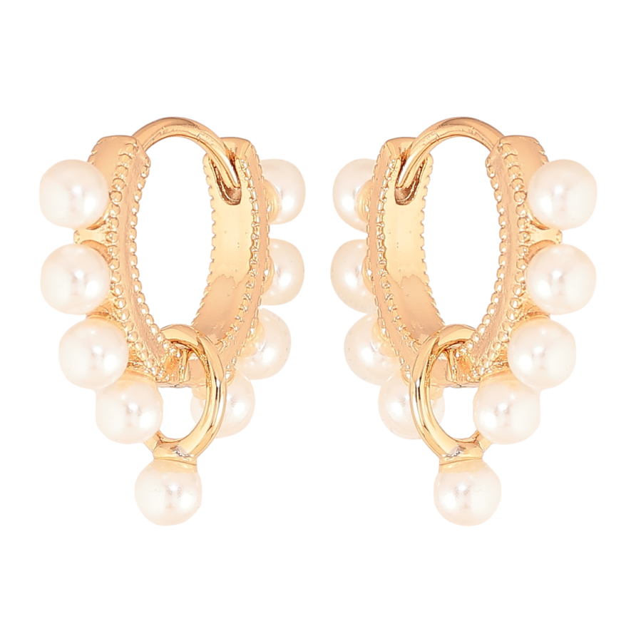 Сережки Xuping колір Позолота 18К підвіски на колечках "Візерунок з перлинами" фото №1