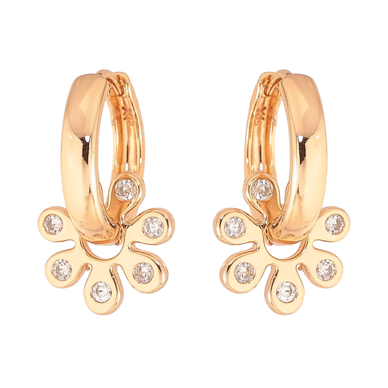 Серьги Xuping цвет Позолота 18К подвески на колечках "Цветочки с кристаллами" 2 в 1 фото №18