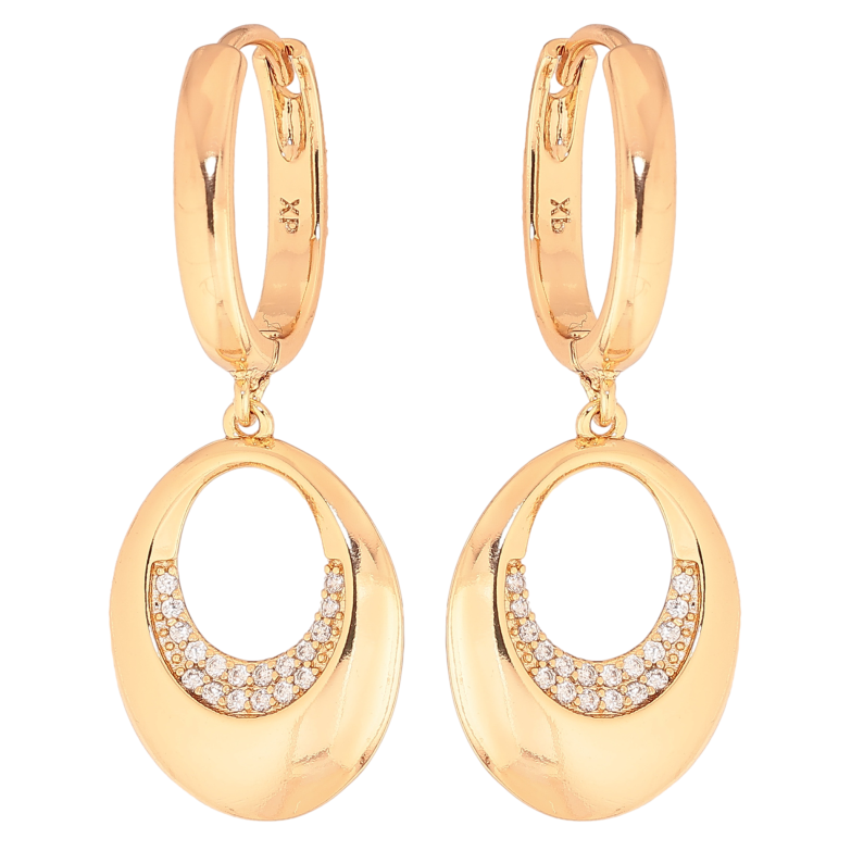 Сережки Xuping колір Позолота 18К підвіски на колечках "Овальні з кристалами" фото №1