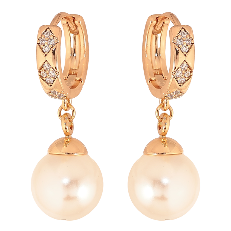 Серьги Xuping цвет Позолота 18К подвески на колечках "Жемчужные подвески" фото №3 Серьги Xuping цвет Позолота 18К подвески на колечках "Жемчужные подвески" фото №3