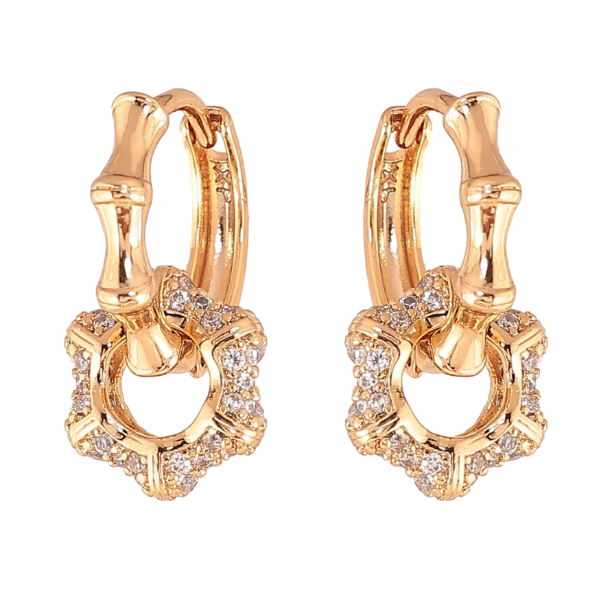 Сережки Xuping колір Позолота 18К підвіски на колечках "Інкрустація кристалами" фото №1