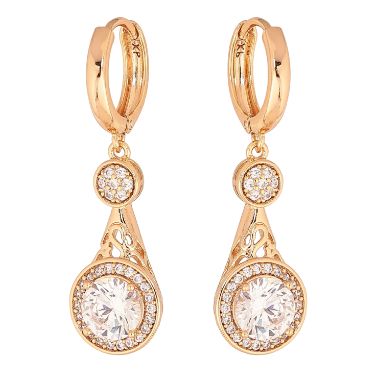 Сережки Xuping колір Позолота 18К підвіски на колечках "Інкрустація кристалами" фото №20