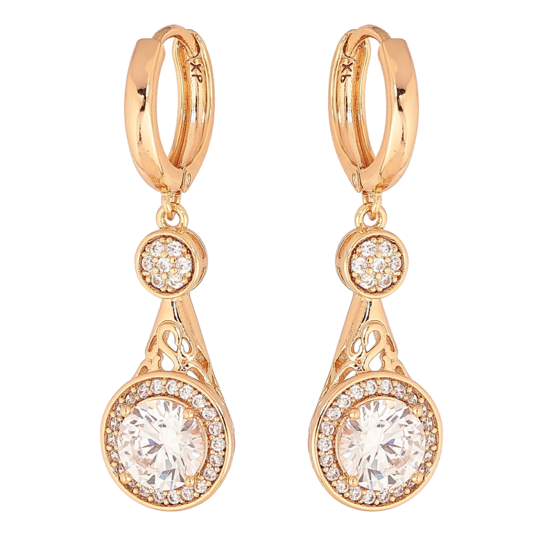 Сережки Xuping колір Позолота 18К підвіски на колечках "Інкрустація кристалами" фото №16