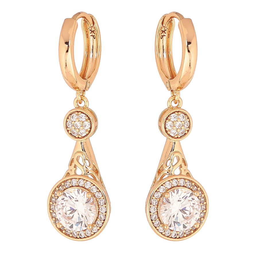 Сережки Xuping колір Позолота 18К підвіски на колечках "Інкрустація кристалами" фото №1