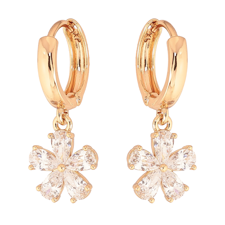 Сережки Xuping колір Позолота 18К підвіски на колечках "Кристальні квіточки" фото №21 Сережки Xuping колір Позолота 18К підвіски на колечках "Кристальні квіточки" фото №21