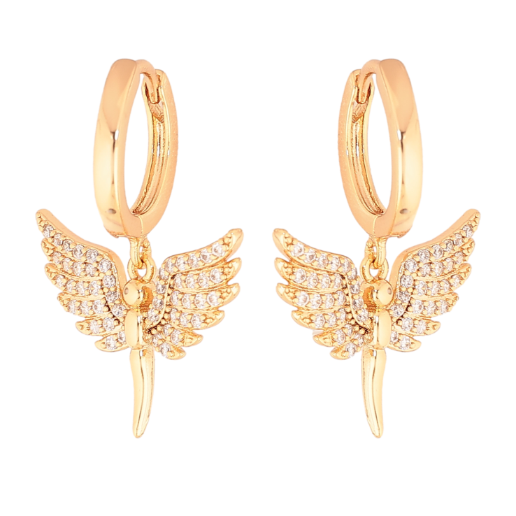 Сережки Xuping колір Позолота 18К підвіски на колечках "Янголятки з кристалами" фото №19 Сережки Xuping колір Позолота 18К підвіски на колечках "Янголятки з кристалами" фото №19