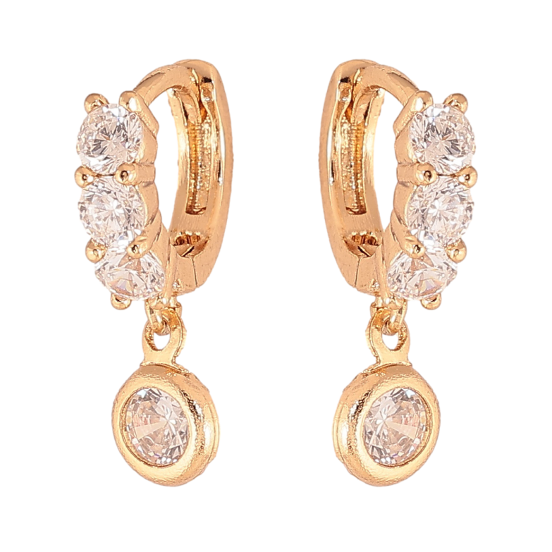 Серьги Xuping цвет Позолота 18К подвески на колечках "Кристальные подвески" фото №1