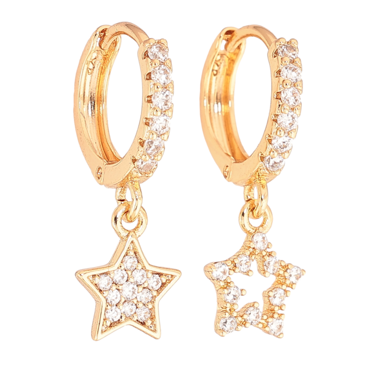 Сережки Xuping колір Позолота 18К підвіски на колечках "Асиметричні зірки з інкрустацією кристалами" фото №18 Сережки Xuping колір Позолота 18К підвіски на колечках "Асиметричні зірки з інкрустацією кристалами" фото №18