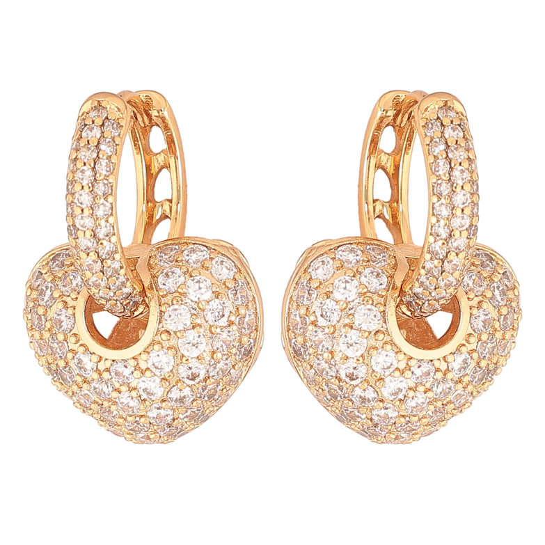 Сережки Xuping колір Позолота 18К підвіски на колечках "Сердечки з інкрустацією кристалами" 2 в 1 фото №1 Сережки Xuping колір Позолота 18К підвіски на колечках "Сердечки з інкрустацією кристалами" 2 в 1 фото №1