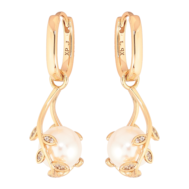 Сережки Xuping колір Позолота 18К підвіски на колечках "Гілочки з перлинами" фото №14 Сережки Xuping колір Позолота 18К підвіски на колечках "Гілочки з перлинами" фото №14