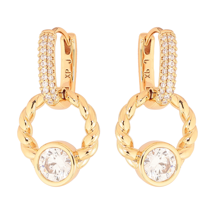 Сережки Xuping колір Позолота 18К підвіски на колечках "Кільця з кристалами" фото №10