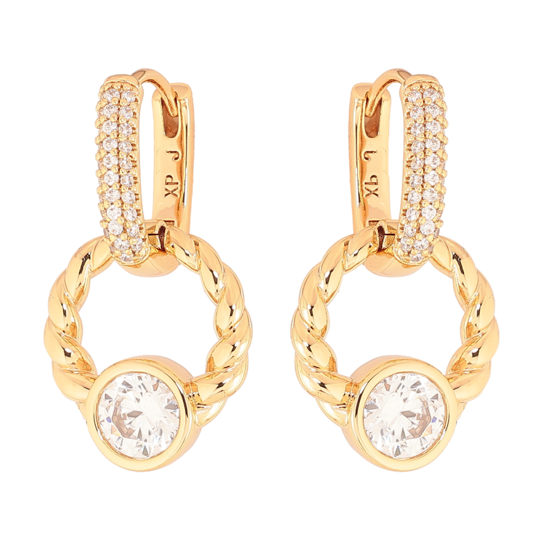 Сережки Xuping колір Позолота 18К підвіски на колечках "Кільця з кристалами" фото №1