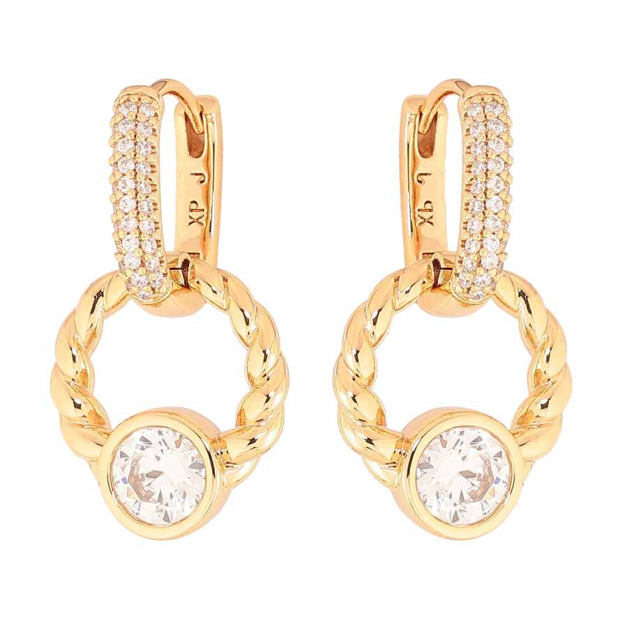 Сережки Xuping колір Позолота 18К підвіски на колечках "Кільця з кристалами" фото №1