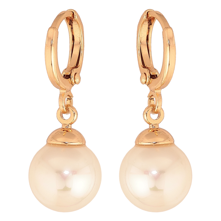 Сережки Xuping колір Позолота 18К підвіски на колечках "Перлини" ø 10мм фото №12