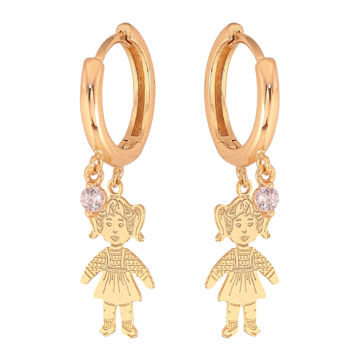 Серьги Xuping цвет Позолота 18К подвески на колечках "Девочки" фото №3 Серьги Xuping цвет Позолота 18К подвески на колечках "Девочки" фото №3