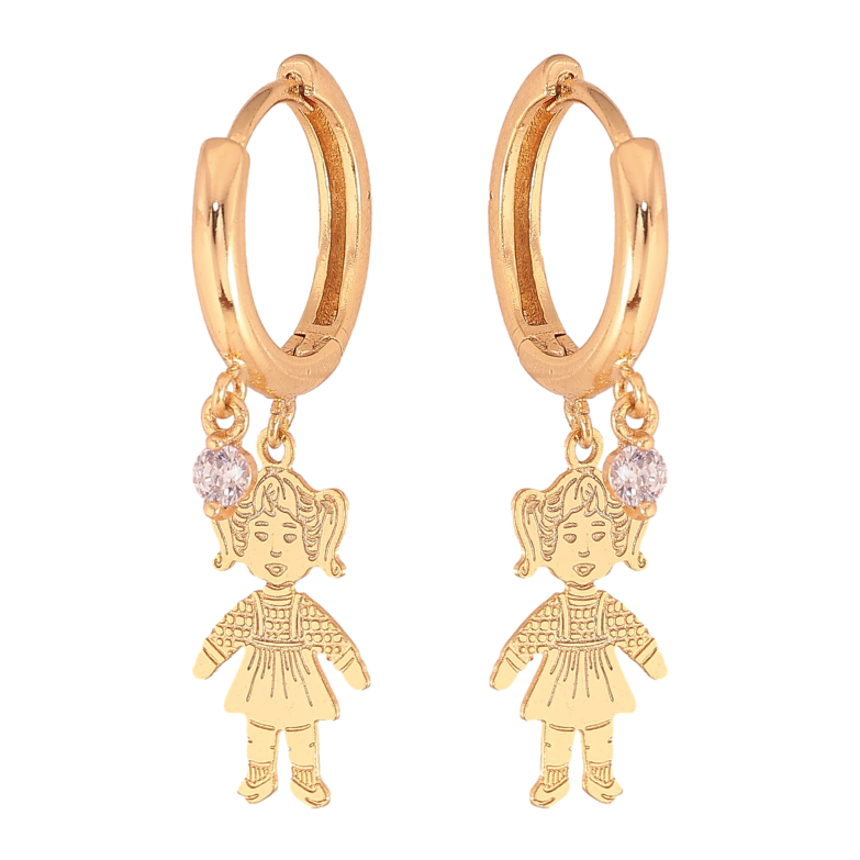 Серьги Xuping цвет Позолота 18К подвески на колечках "Девочки" фото №1