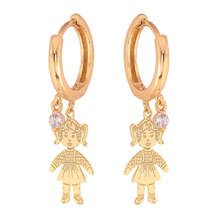 Серьги Xuping цвет Позолота 18К подвески на колечках "Девочки" фото №1