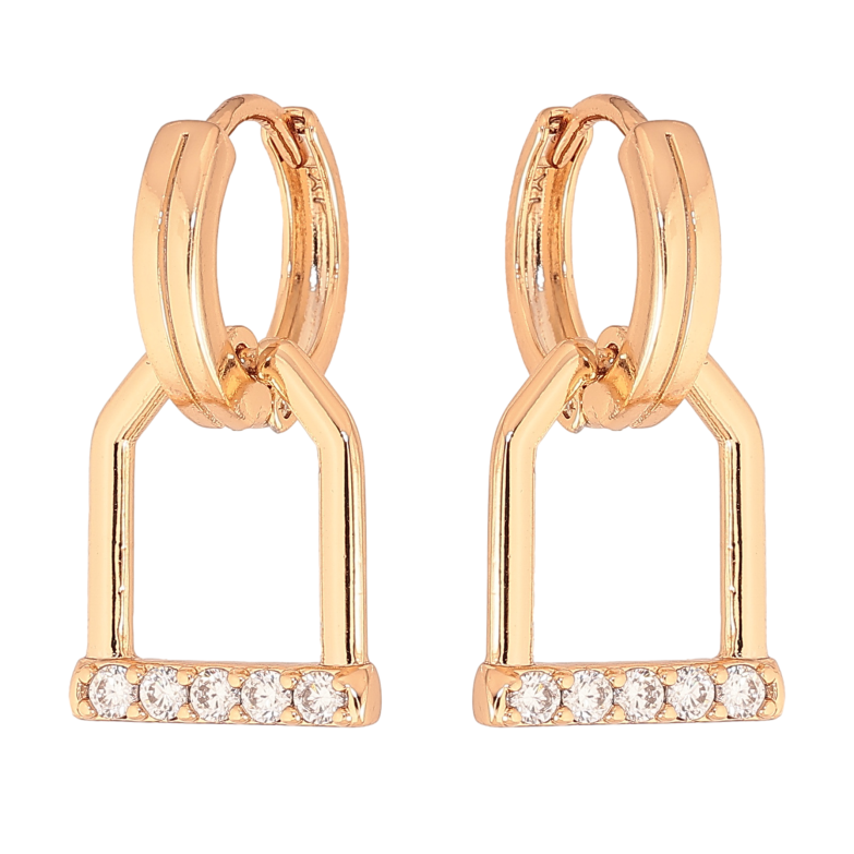 Сережки Xuping колір Позолота 18К підвіски на колечках "Візерунок з кристалами" фото №1