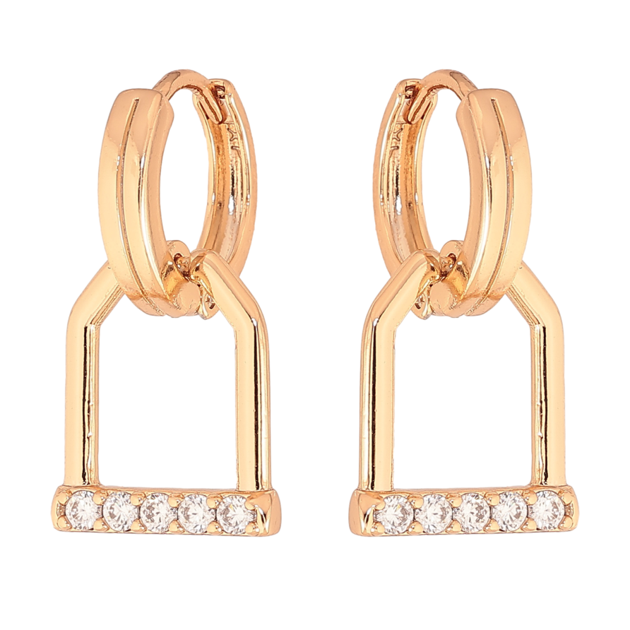 Сережки Xuping колір Позолота 18К підвіски на колечках "Візерунок з кристалами" фото №1