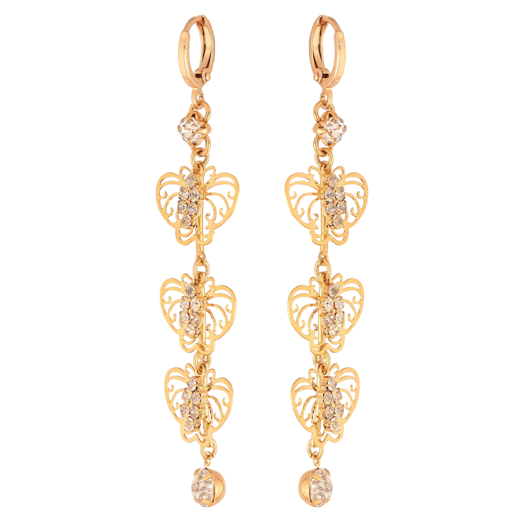 Сережки Xuping колір Позолота 18К підвіски на колечках "Ажурні метелики з кристалами" фото №20 Сережки Xuping колір Позолота 18К підвіски на колечках "Ажурні метелики з кристалами" фото №20