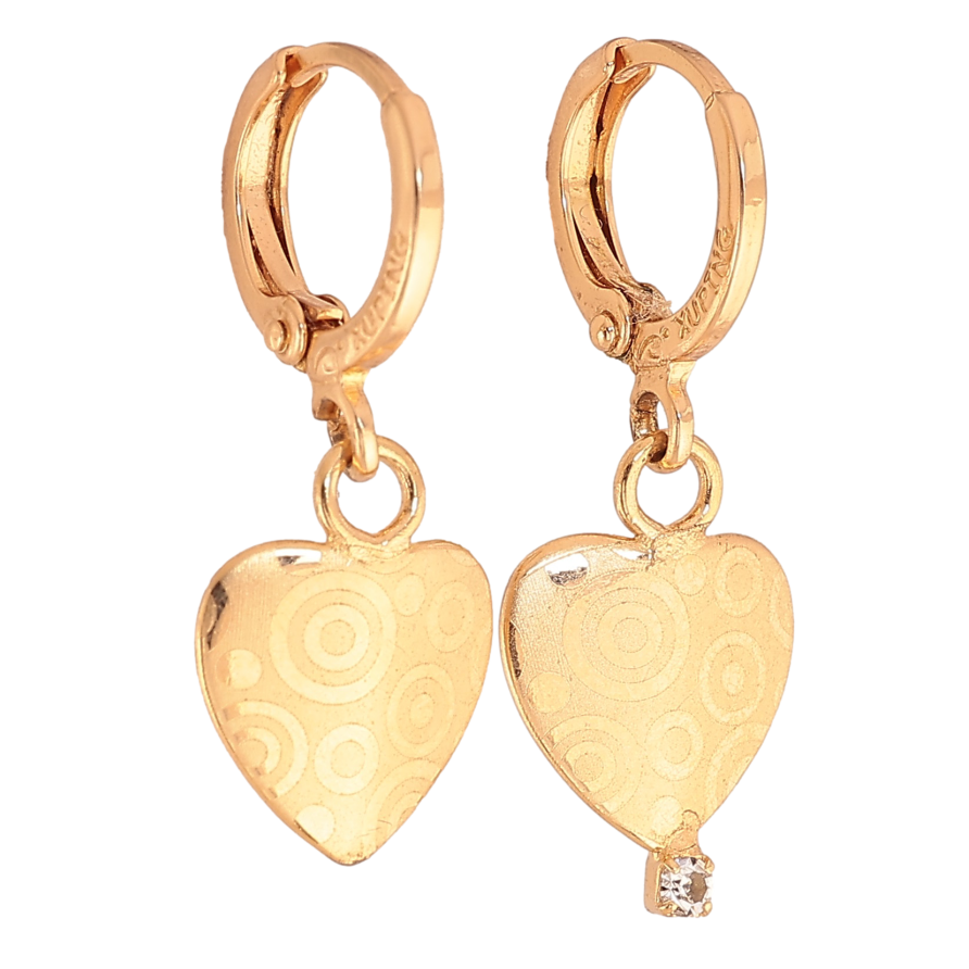 Серьги Xuping цвет Позолота 18К подвески на колечках "Ассиметричные сердечки" фото №1