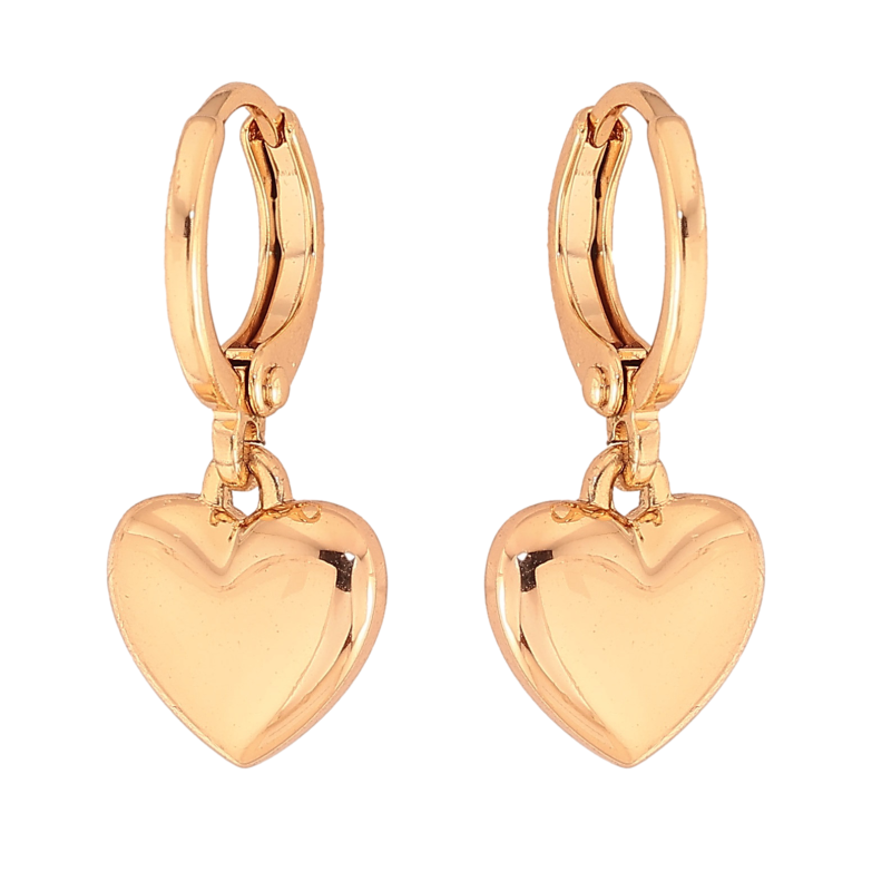 Сережки Xuping колір Позолота 18К підвіски на колечках "Сердечка" фото №1