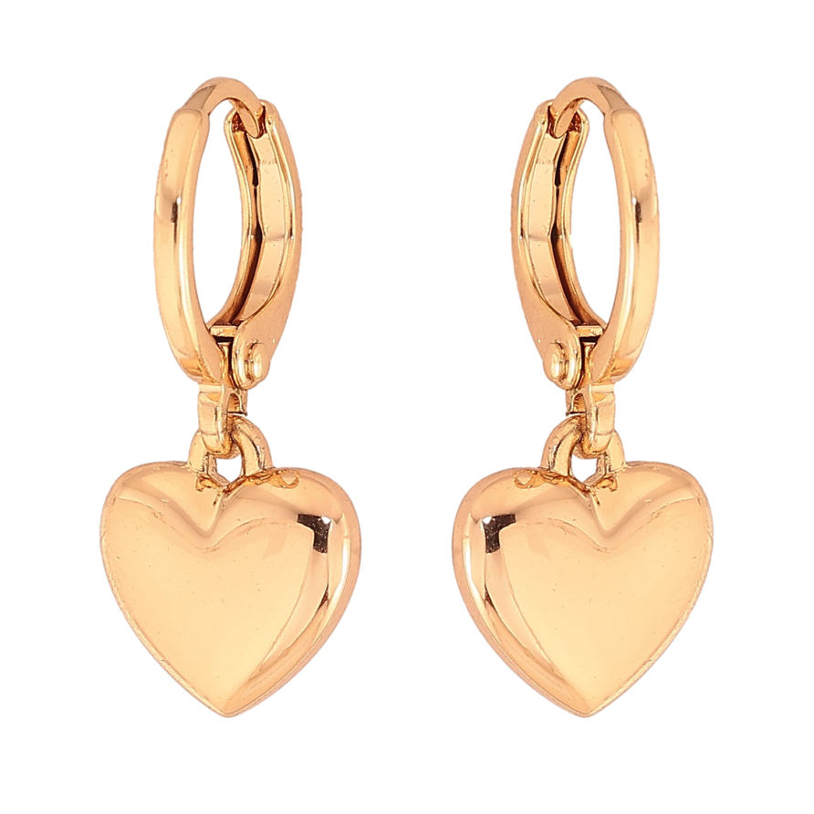 Серьги Xuping цвет Позолота 18К подвески на колечках "Сердечки" фото №1