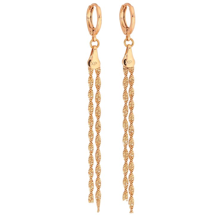 Серьги Xuping цвет Позолота 18К подвески на колечках "Две цепочки" фото №24