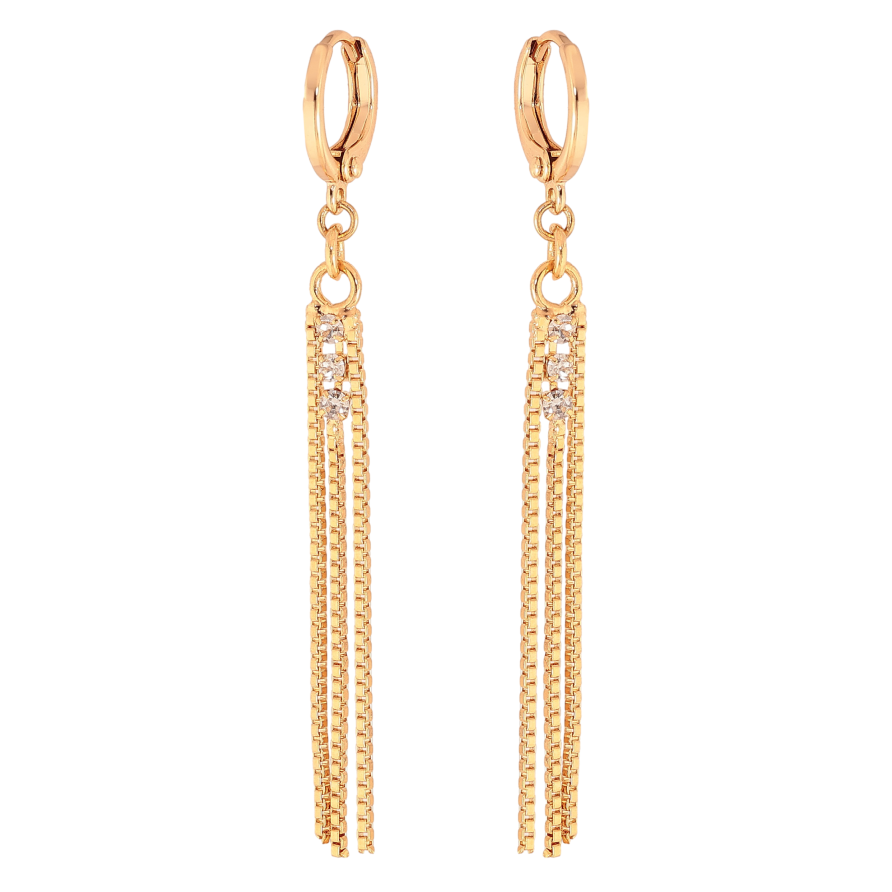 Серьги Xuping цвет Позолота 18К подвески на колечках "Цепочки" фото №1 Серьги Xuping цвет Позолота 18К подвески на колечках "Цепочки" фото №1