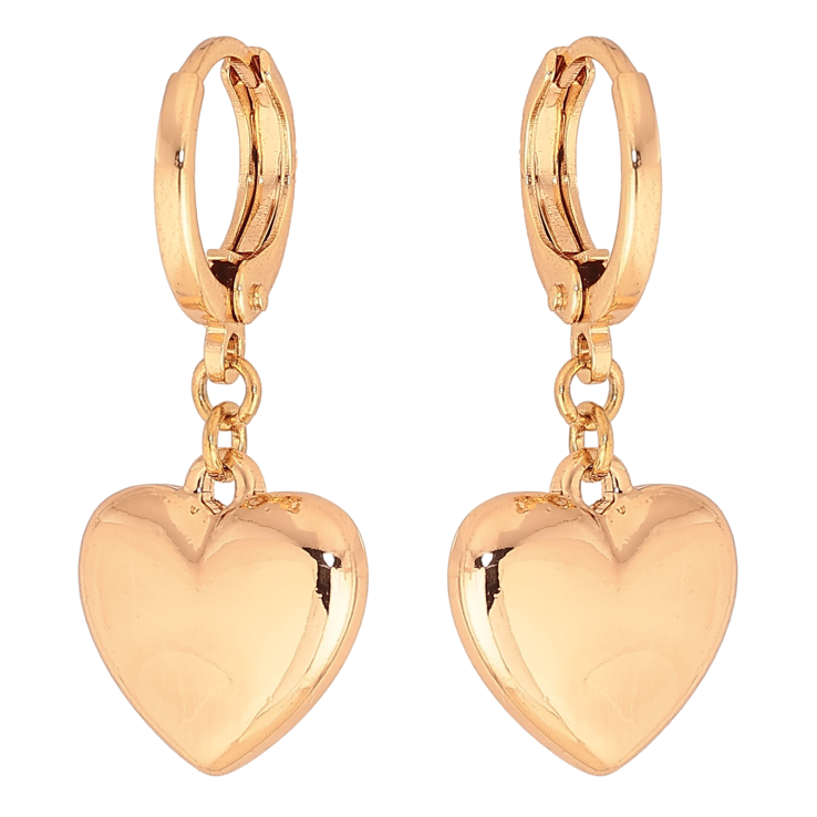 Серьги Xuping цвет Позолота 18К подвески на колечках "Сердечки" фото №14