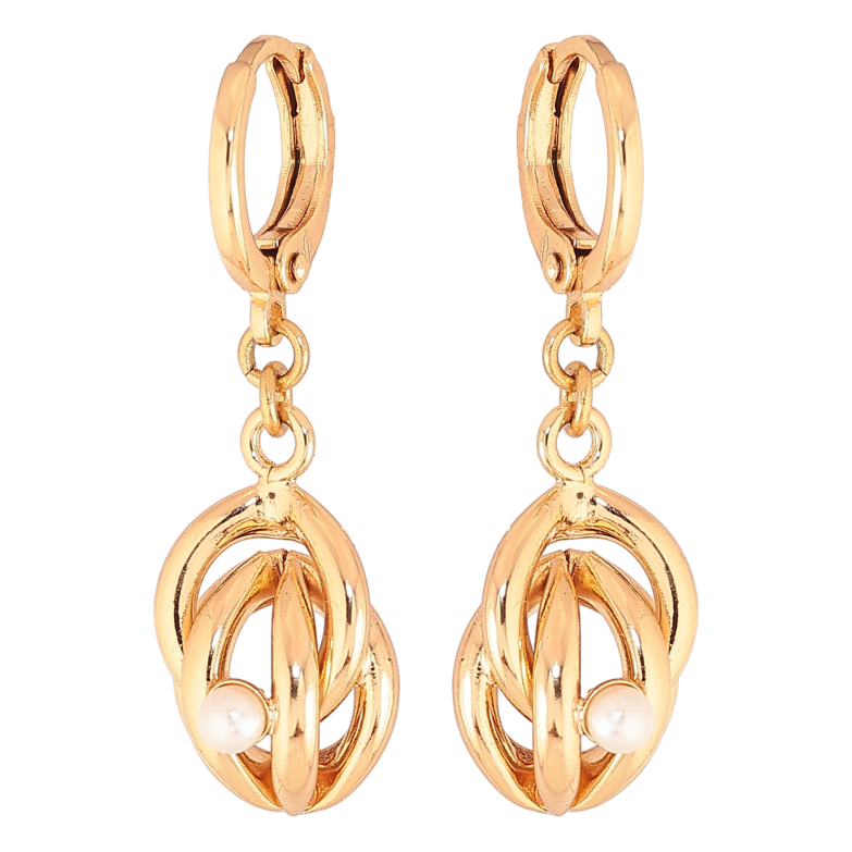 Серьги Xuping цвет Позолота 18К подвески на колечках "Узор с кристаллами" фото №1 Серьги Xuping цвет Позолота 18К подвески на колечках "Узор с кристаллами" фото №1