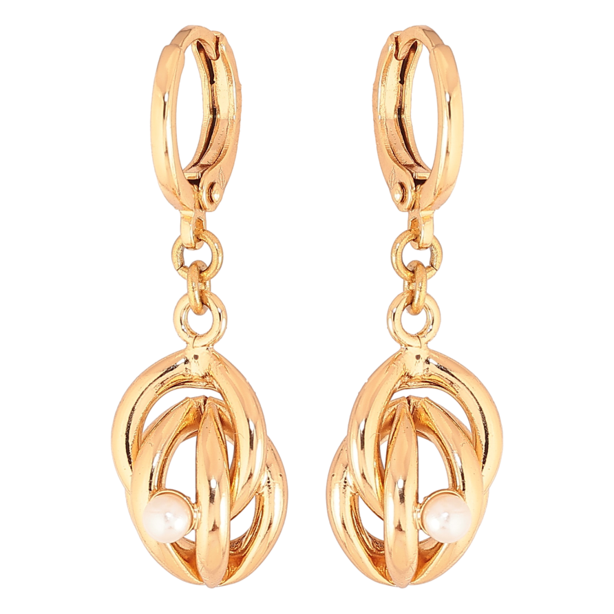 Серьги Xuping цвет Позолота 18К подвески на колечках "Узор с кристаллами" фото №1 Серьги Xuping цвет Позолота 18К подвески на колечках "Узор с кристаллами" фото №1