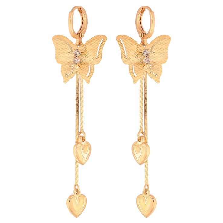 Сережки Xuping колір Позолота 18К підвіски на колечках "Метелики" фото №14 Сережки Xuping колір Позолота 18К підвіски на колечках "Метелики" фото №14