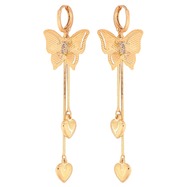 Серьги Xuping цвет Позолота 18К подвески на колечках "Бабочки" фото №1 Серьги Xuping цвет Позолота 18К подвески на колечках "Бабочки" фото №1