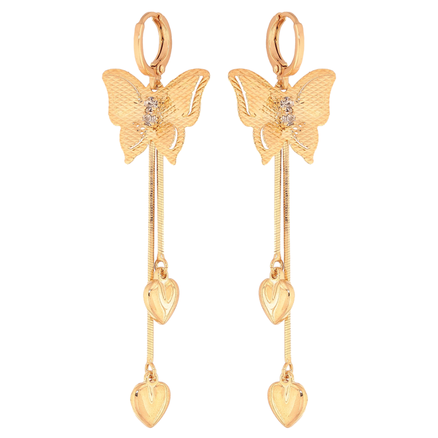 Сережки Xuping колір Позолота 18К підвіски на колечках "Метелики" фото №1 Сережки Xuping колір Позолота 18К підвіски на колечках "Метелики" фото №1