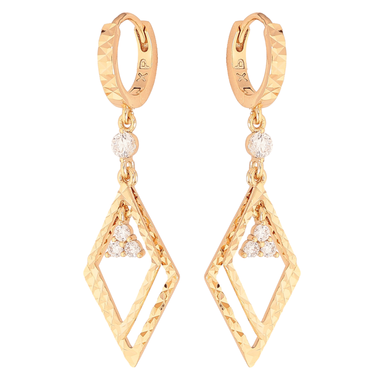 Сережки Xuping колір Позолота 18К підвіски на колечках "Ромби з кристалами" фото №1 Сережки Xuping колір Позолота 18К підвіски на колечках "Ромби з кристалами" фото №1