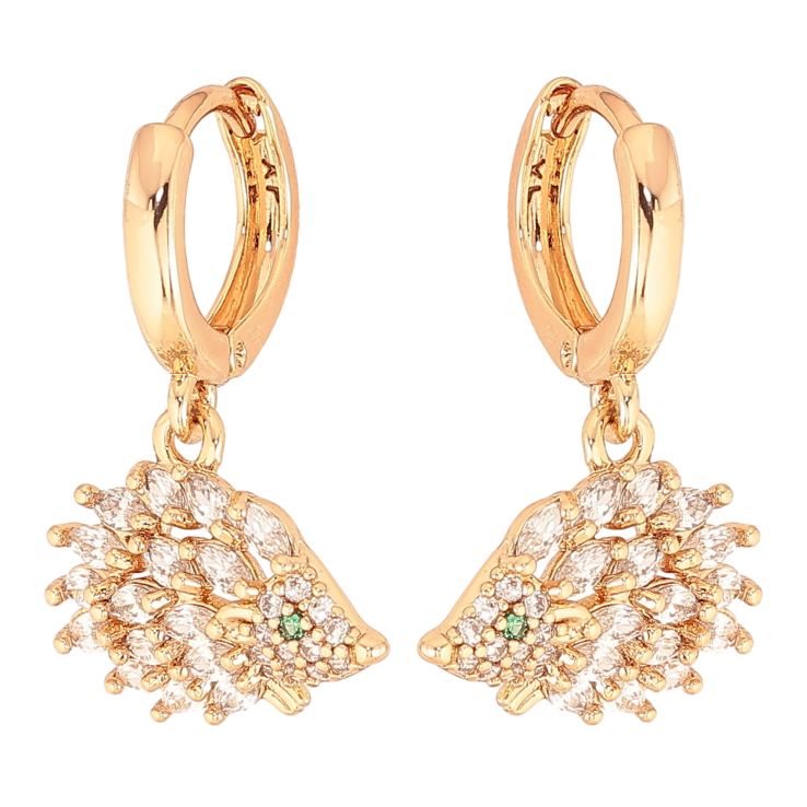 Сережки Xuping колір Позолота 18К підвіски на колечках "Кристальні їжачки" фото №12 Сережки Xuping колір Позолота 18К підвіски на колечках "Кристальні їжачки" фото №12