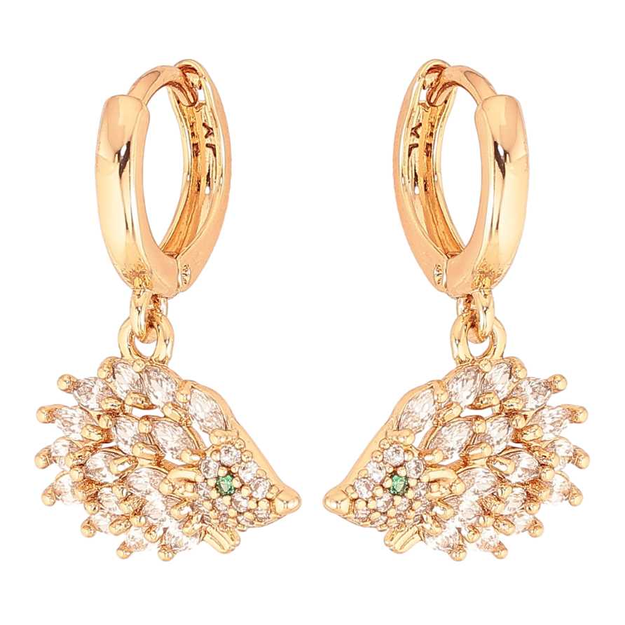 Сережки Xuping колір Позолота 18К підвіски на колечках "Кристальні їжачки" фото №1