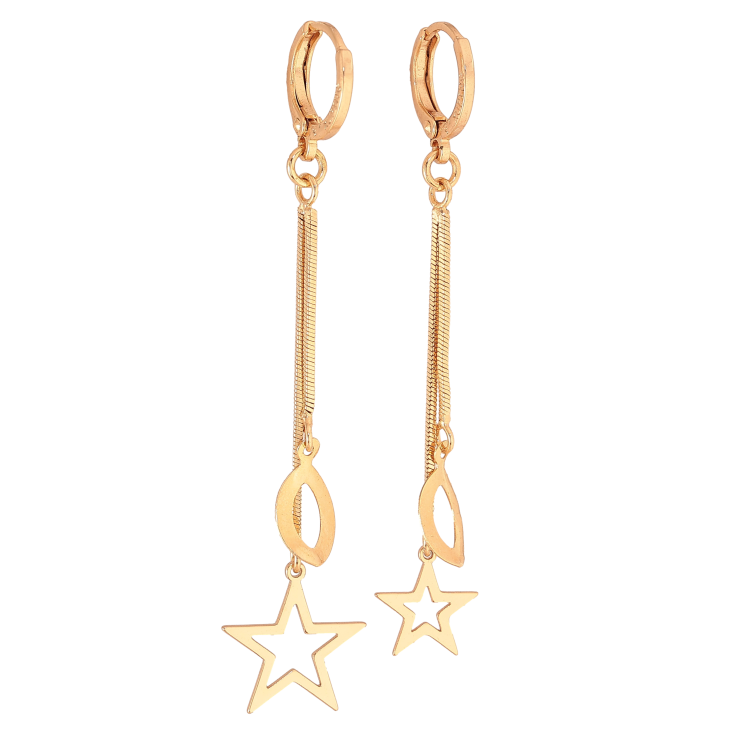 Серьги Xuping цвет Позолота 18К подвески на колечках "Ассиметричные подвески" фото №7