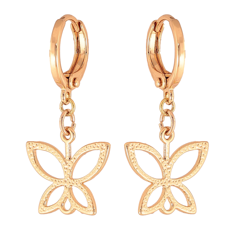 Серьги Xuping цвет Позолота 18К подвески на колечках "Бабочки" фото №1 Серьги Xuping цвет Позолота 18К подвески на колечках "Бабочки" фото №1